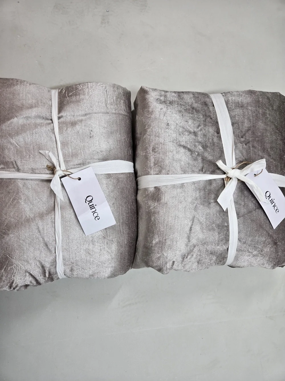 NWT QUINCE Set Of 2 48x96 Luster Velvet True Blackout Curtains Silver 8922